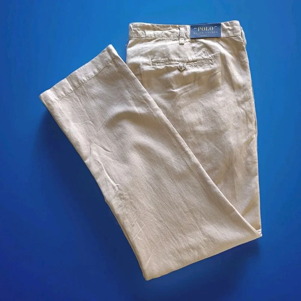 Polo Ralph Lauren Men's 44Bx34 Classic fit Stretch Chino Pants Khaki Big & Tall